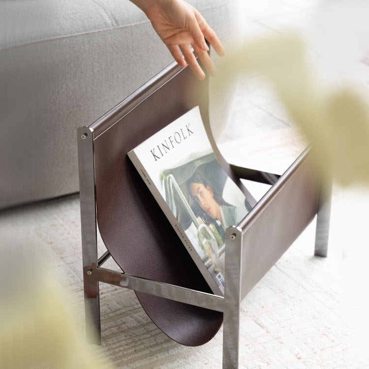 Stylish Minimalist Leather Magazine Rack