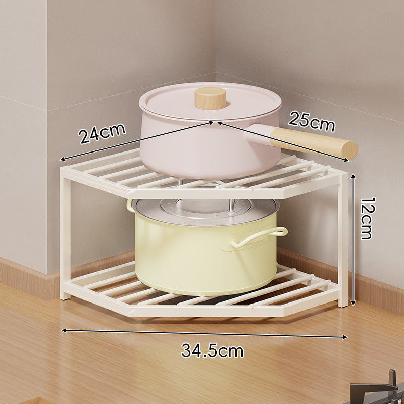 Corner Three-Tier Hexagonal Metal Mesh Kitchen Pot and Pan Organizer Rack