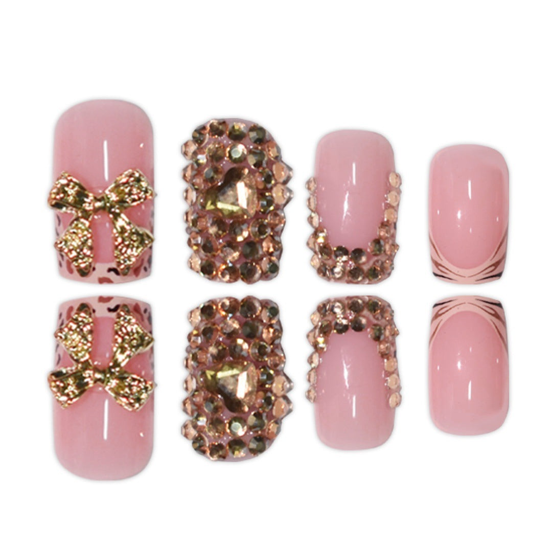 Artistic Rhinestone-Embedded Press-On Nails Kalsten