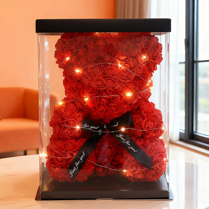 Handcrafted Rose-Foam Teddy Bear Gift Sculpture With Heart Accent