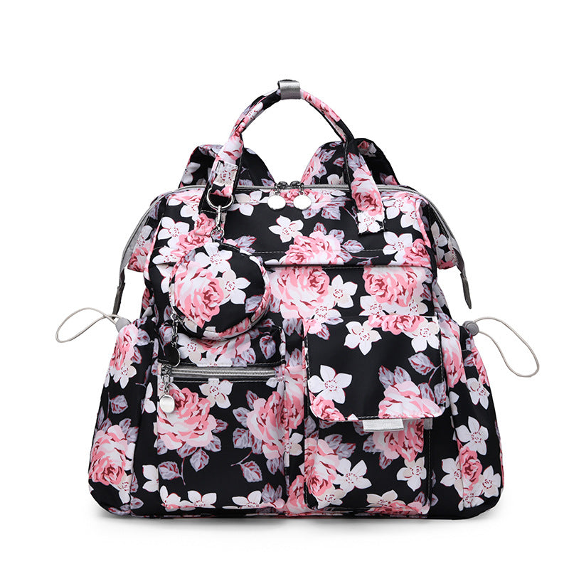 Floral Print Multi-Pocket Diaper Backpack Kalsten