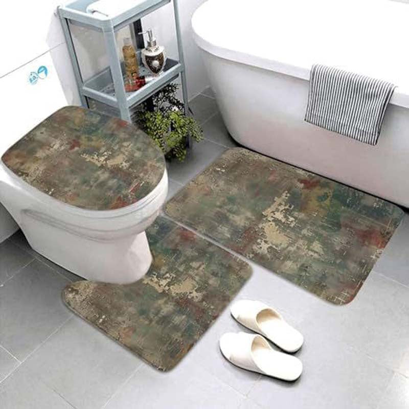 Geometric Pattern Bathroom Mat Set