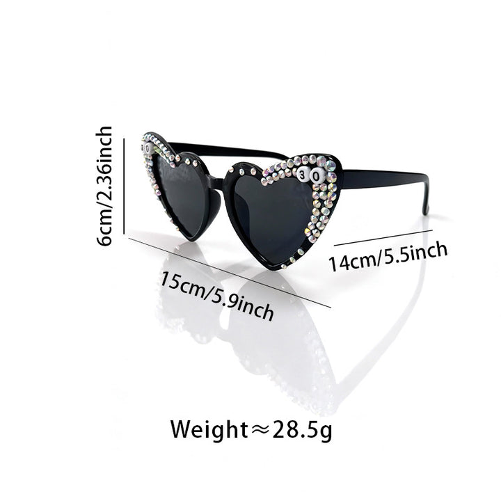 Heart-Shaped Rhinestone-Embellished Sunglasses Kalsten