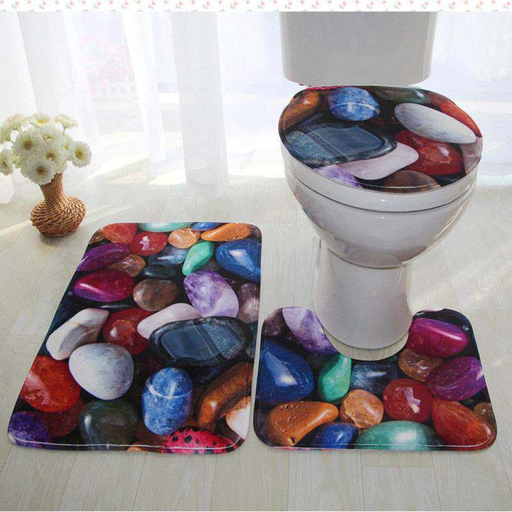 Stylish Geometric Pattern Bathroom Mat Set