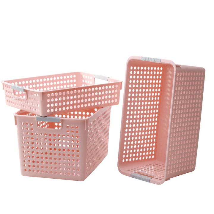 Ventilated storage box with handles and perforated design