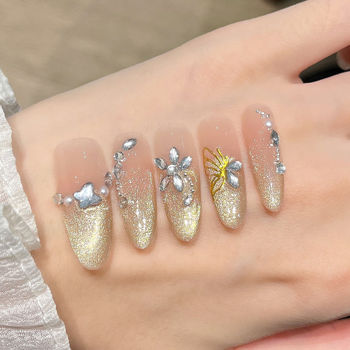 Artistic Glittery Nail Extensions Kalsten