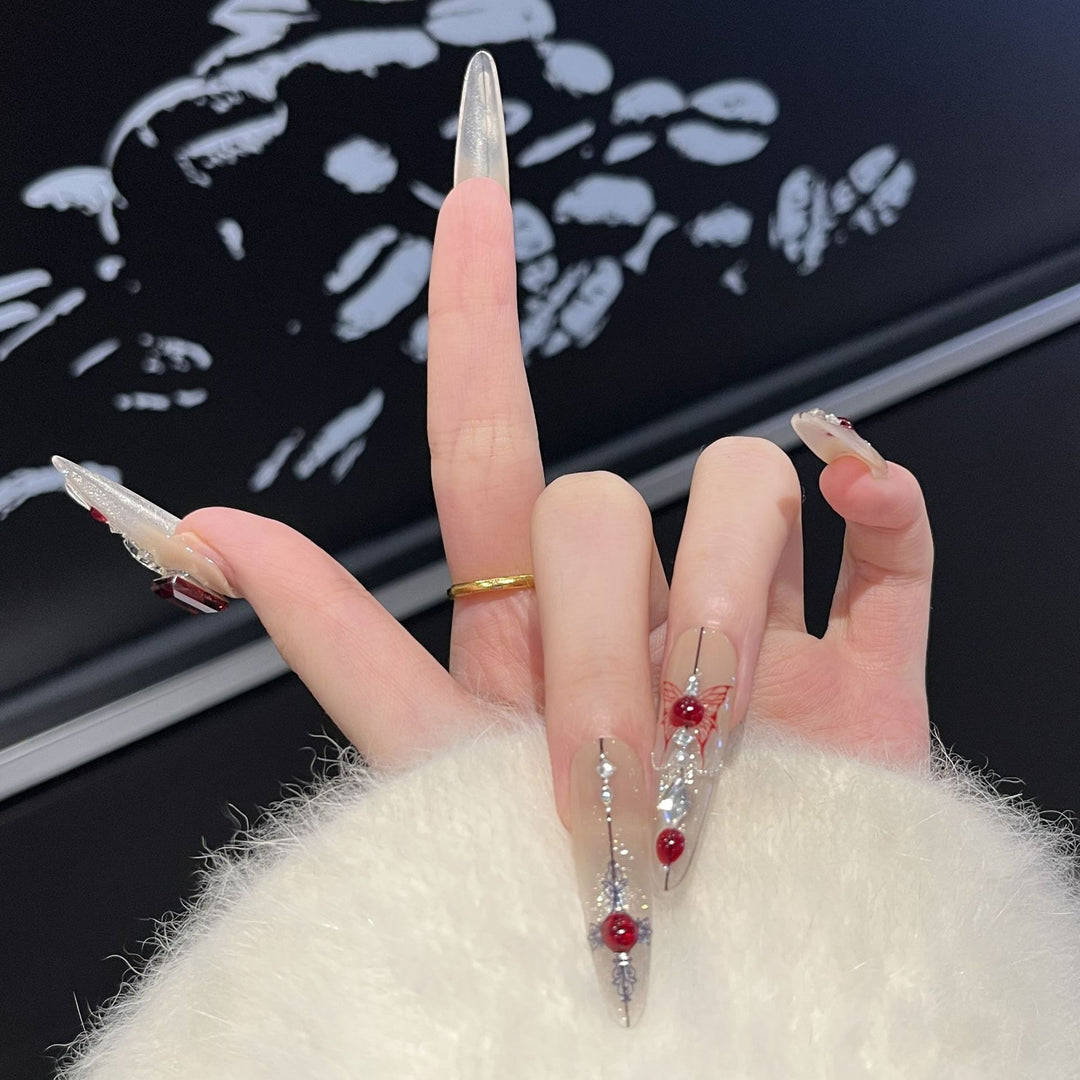 Artistic Floral Embellished Press-On Nail Set Kalsten