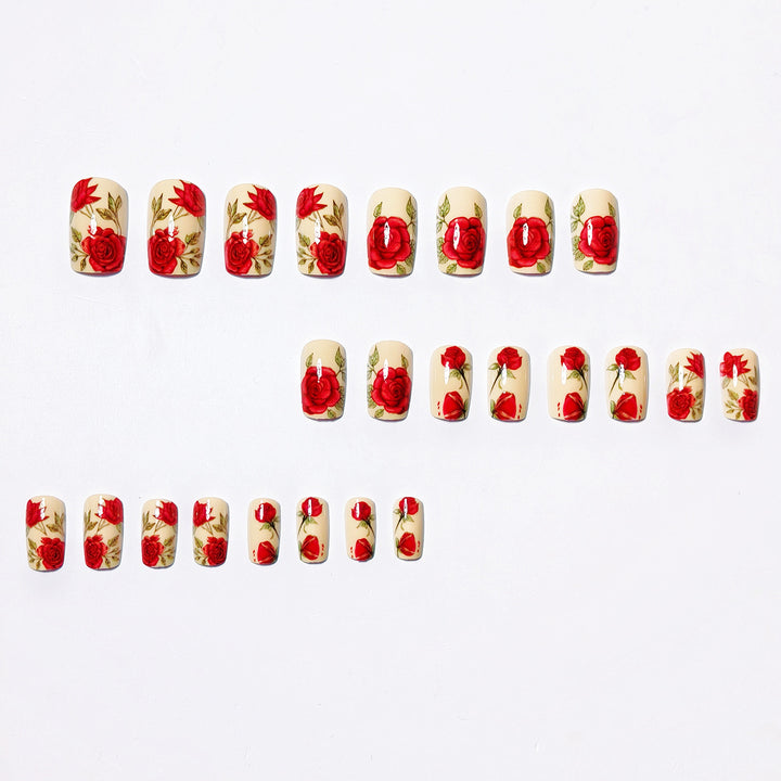 Artificial nails with romantic rose motifs Kalsten