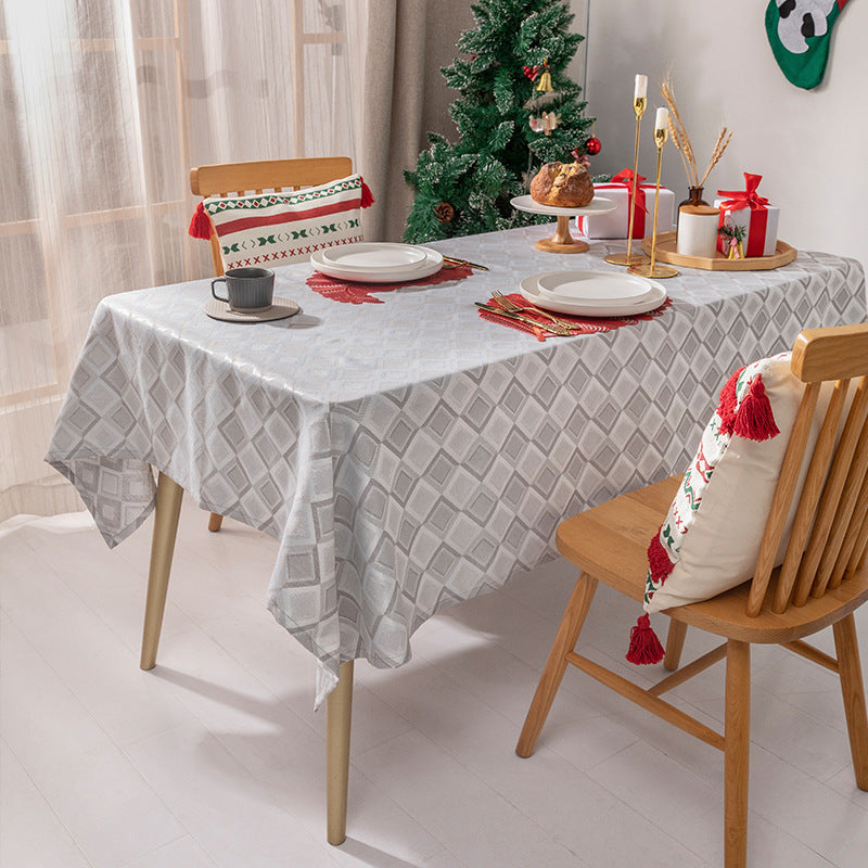 Rectangular jacquard tablecloth with diamond woven structure