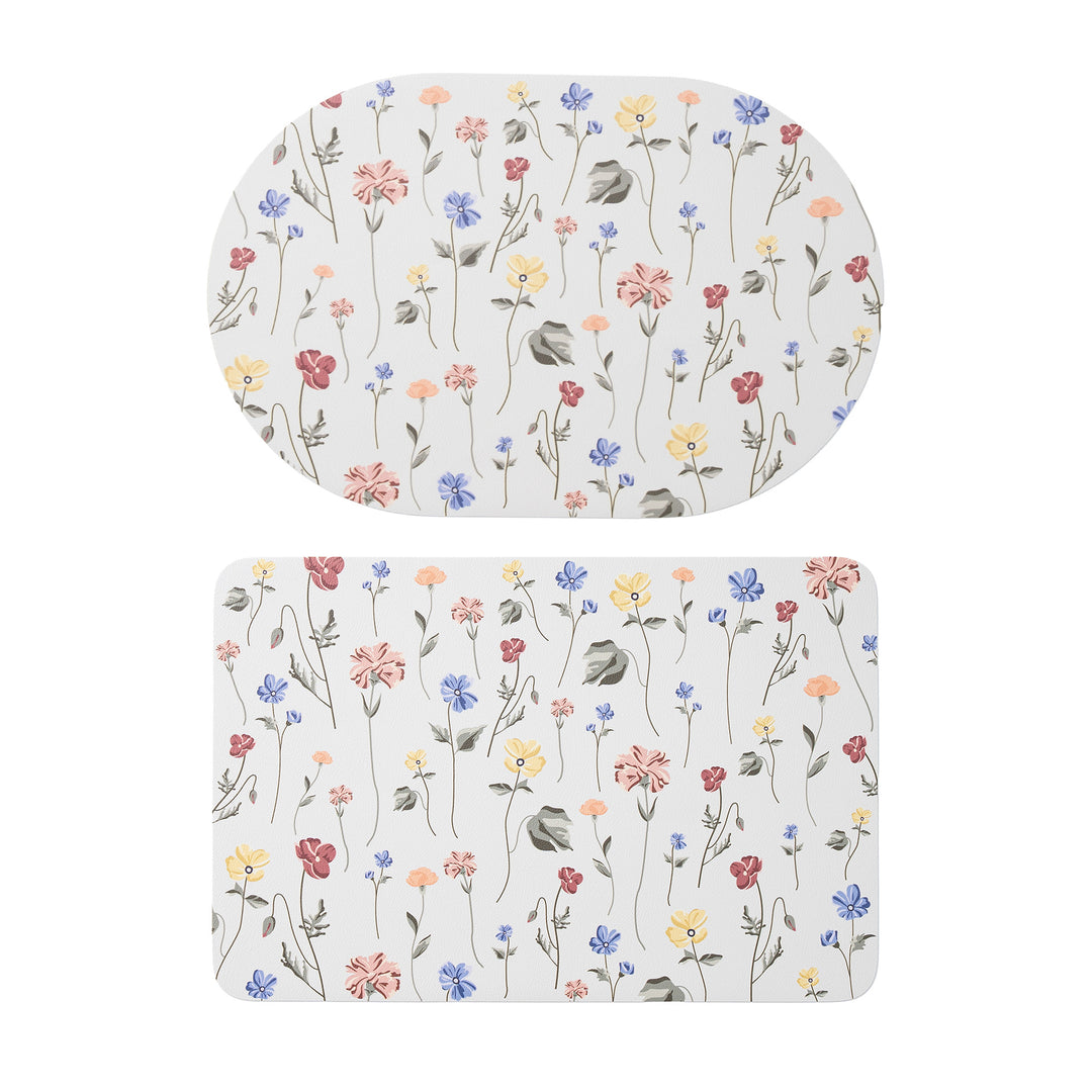 Bath Mat Set with Non-Slip Bottom and Baroque Ornament Pattern