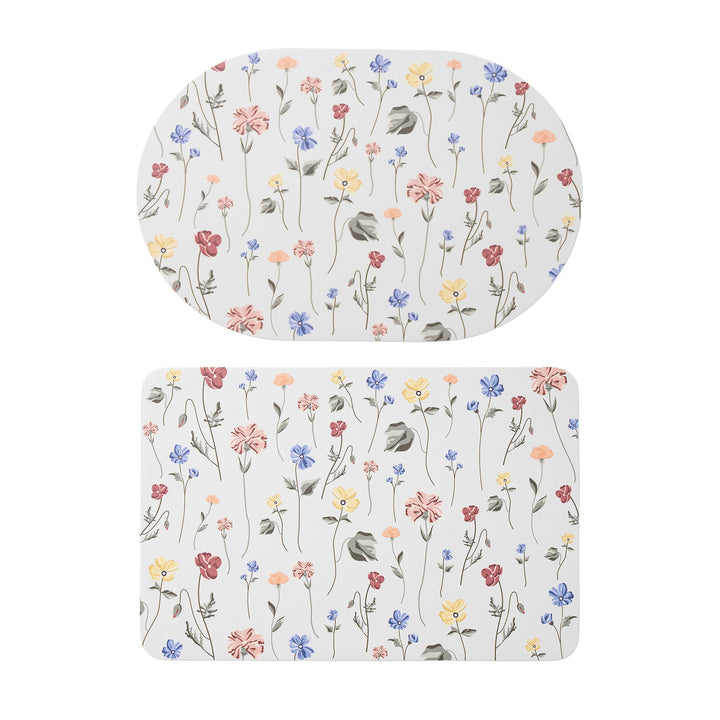 Bath Mat Set with Non-Slip Bottom and Baroque Ornament Pattern