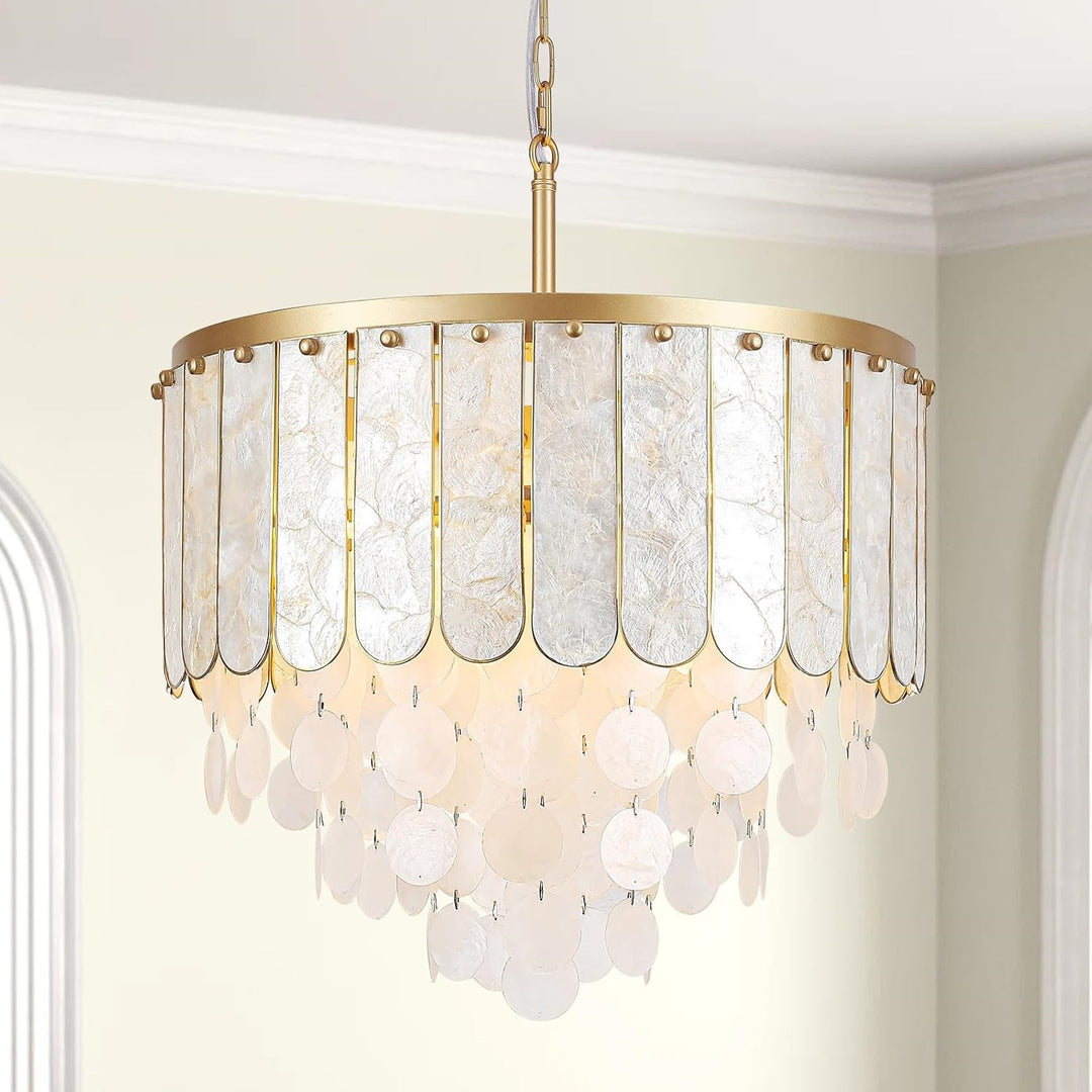 Capiz Shell Layered Chandelier