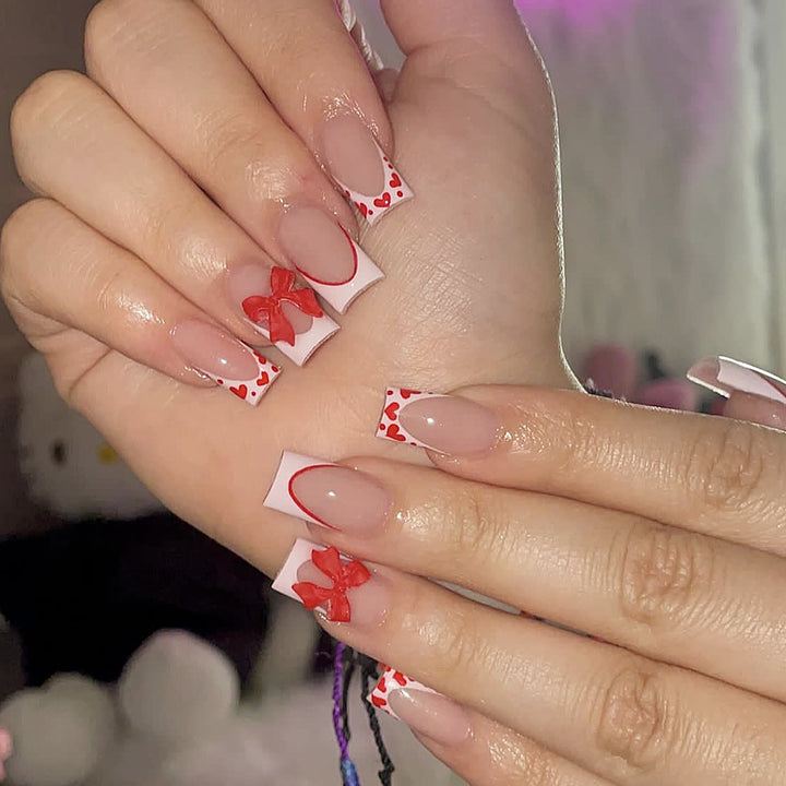 Romantic Heart-Accent Nail Art Extensions Kalsten