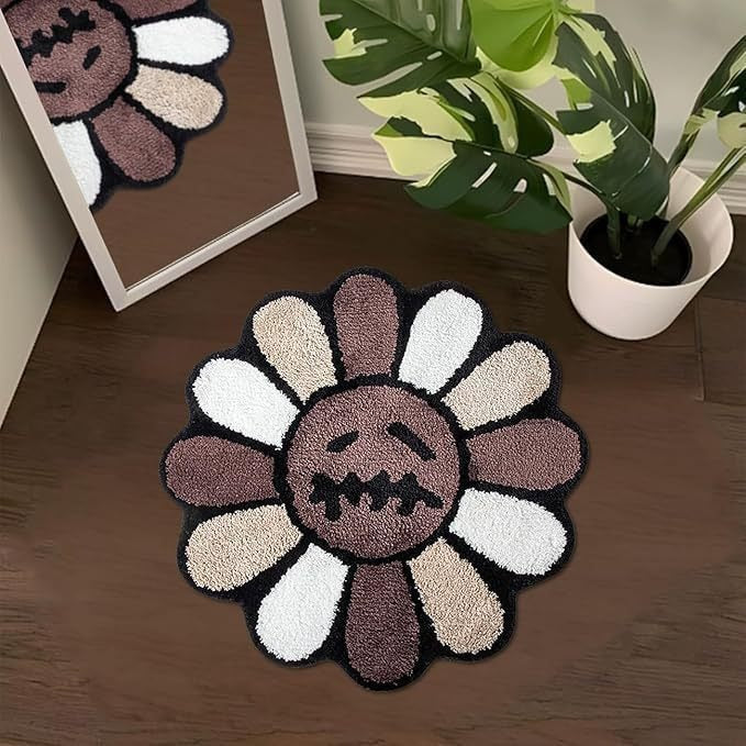 Floral Patterned Decorative Bath Mat for Bathroom