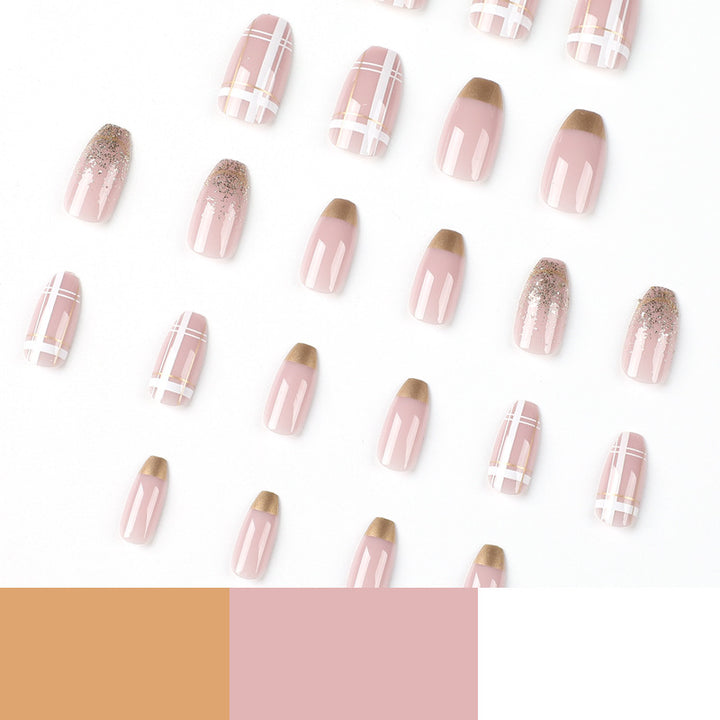 Artistic Nail Extensions with Glitter and Gold Accents Kalsten