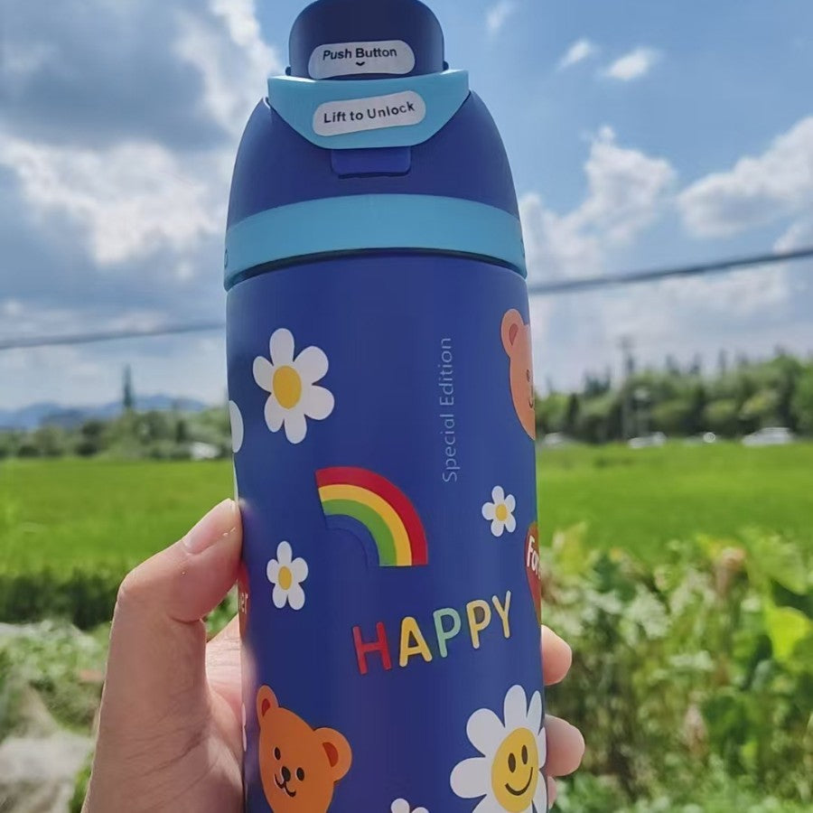 Insulated Stainless Steel Vacuum Water Bottle With One-Touch Flip Lid And Leakproof Safety Lock