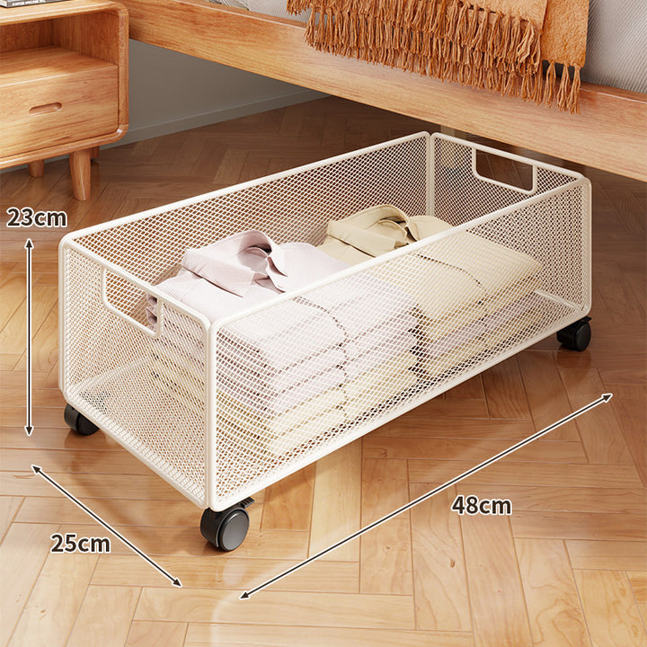 Under-Bed Rolling Mesh Storage Basket with Castor Wheels