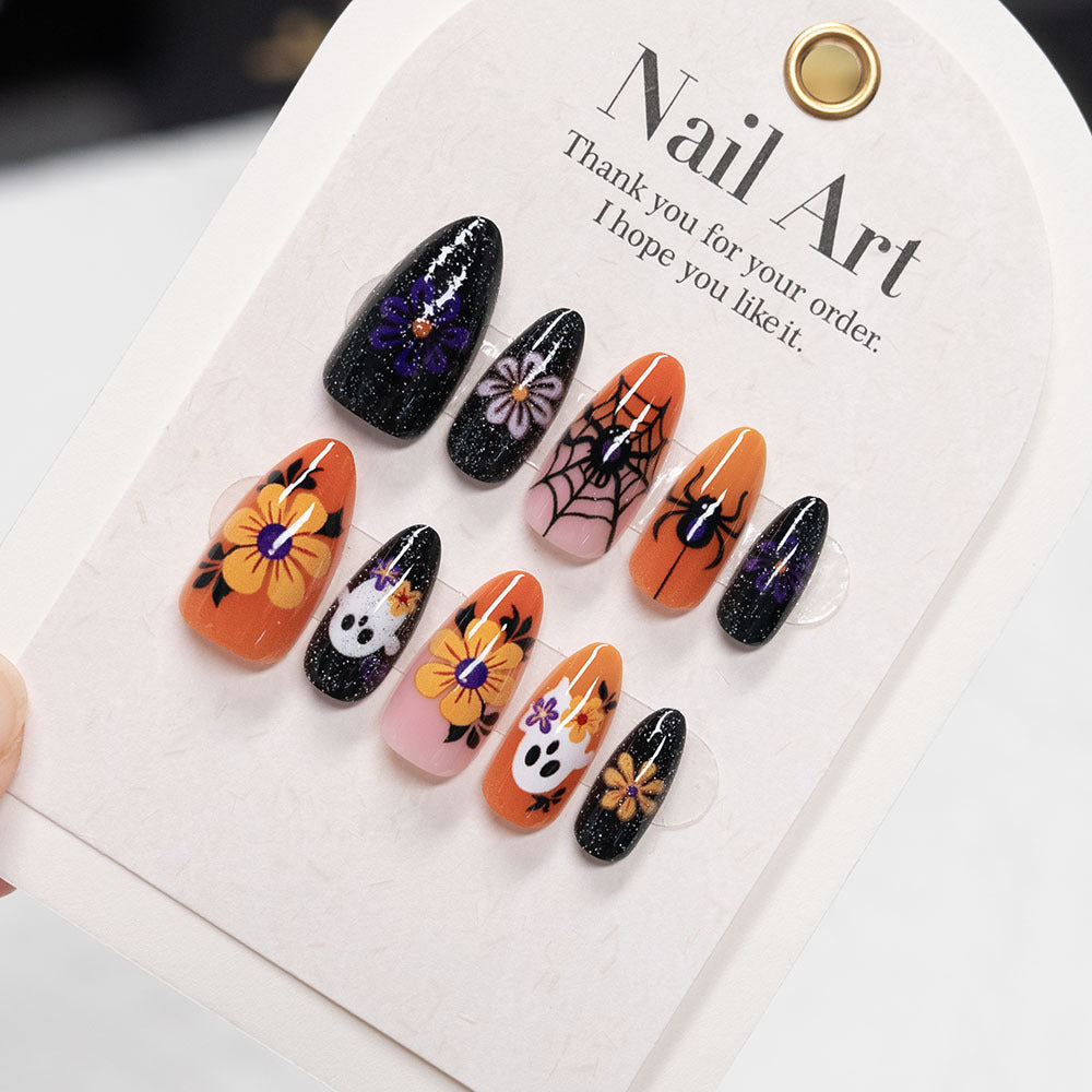 Spooky-Themed Press-On Nail Art