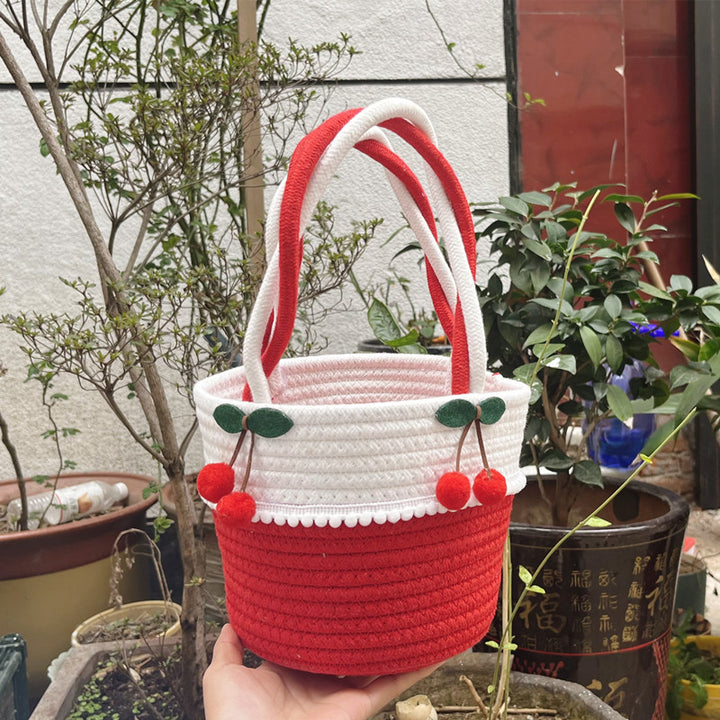 Ladies Playful Storage Basket with Pom-Pom Decoration Kalsten
