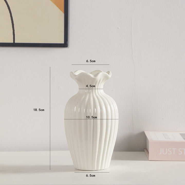 Elegant Ribbed Ceramic Flower Vase Kalsten 1790310309