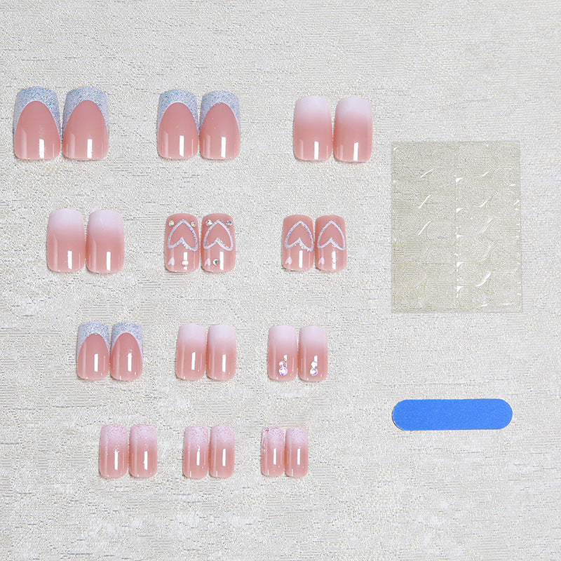 Artificial nail set with sparkling heart and glitter motifs Kalsten