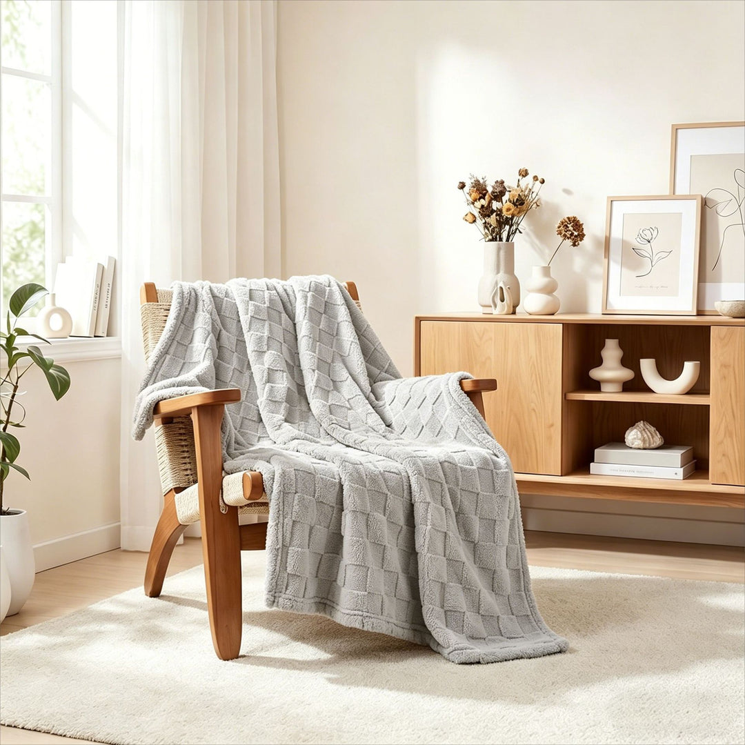 Textured Plush Home Throw Blanket