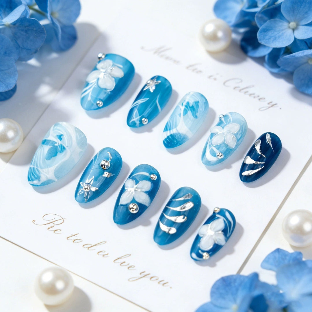 Artistic Floral Acrylic Nails