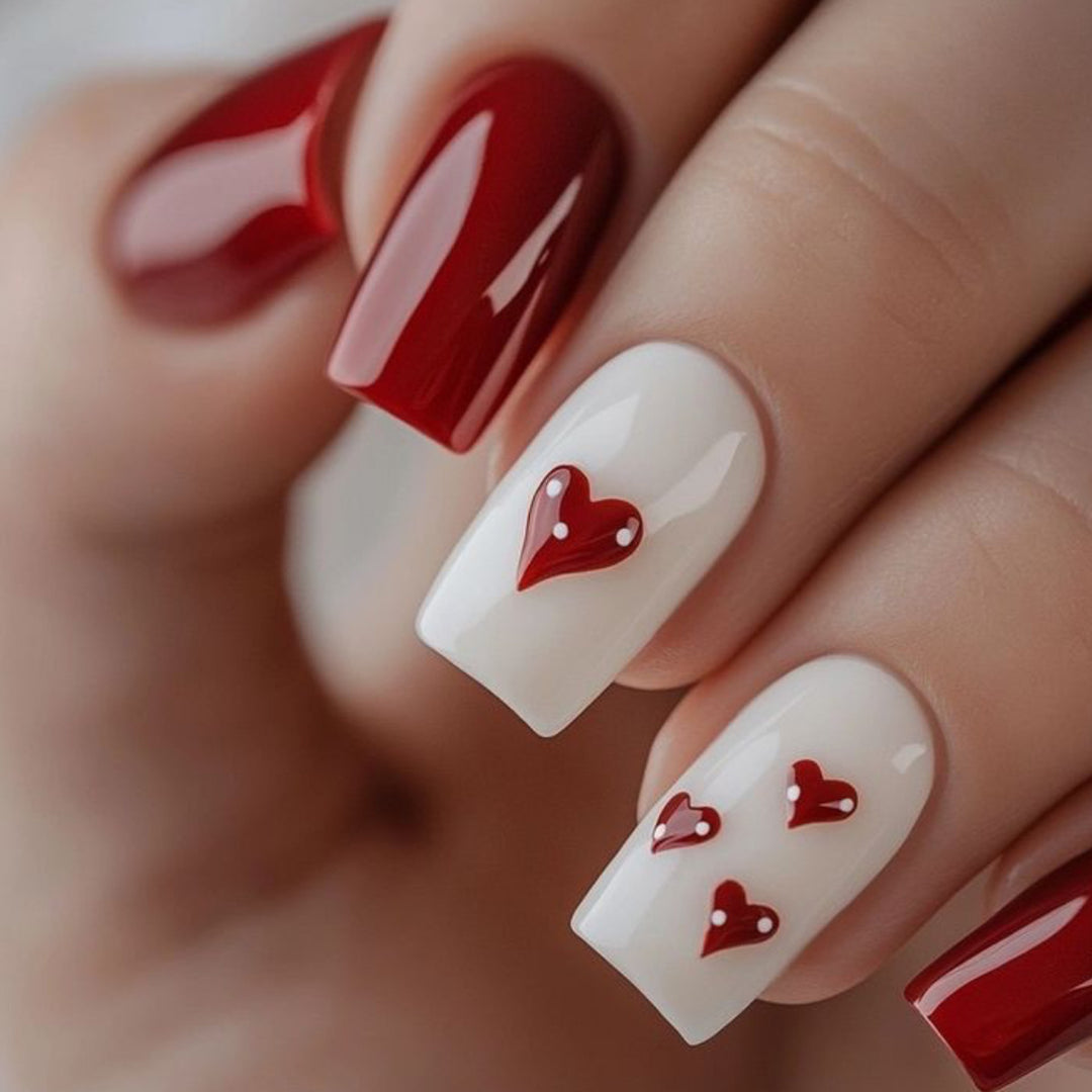 Artistic Heart-Themed Press-On Nail Set Kalsten