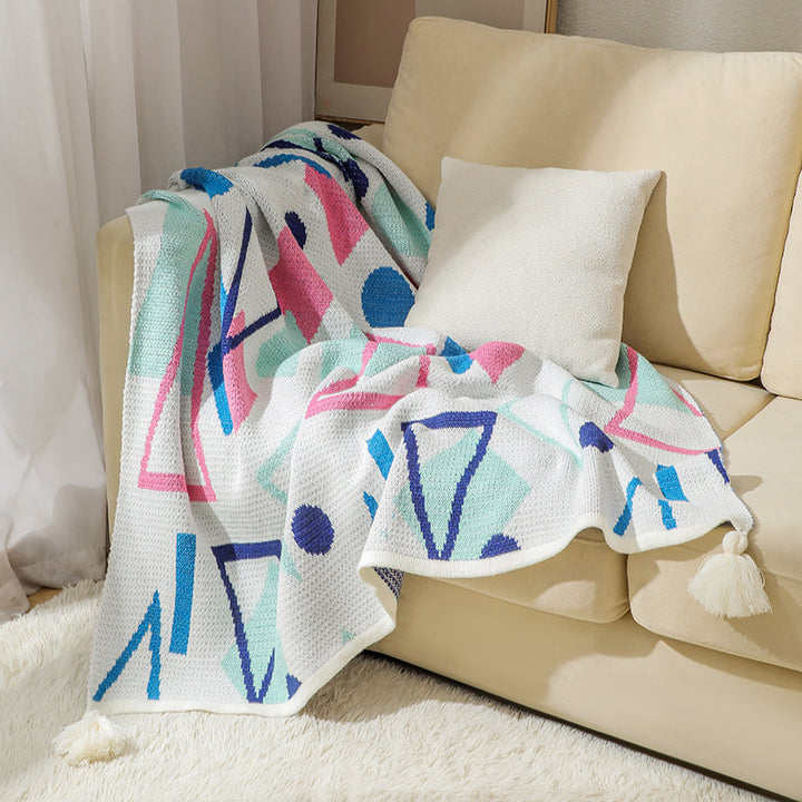 Aztec Patterned Knit Throw Blanket Kalsten