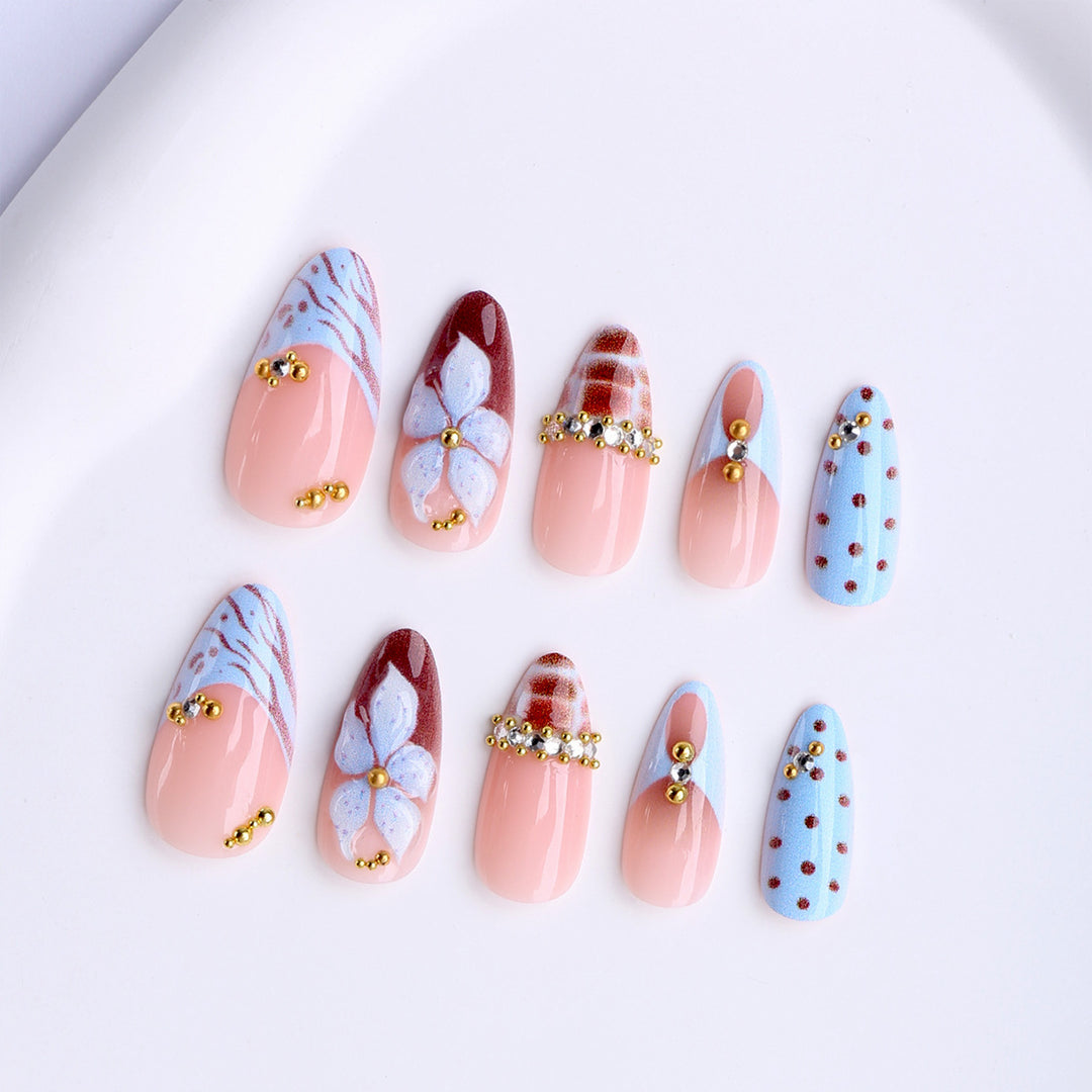 Artificial nails with creative floral and geometric designs Kalsten