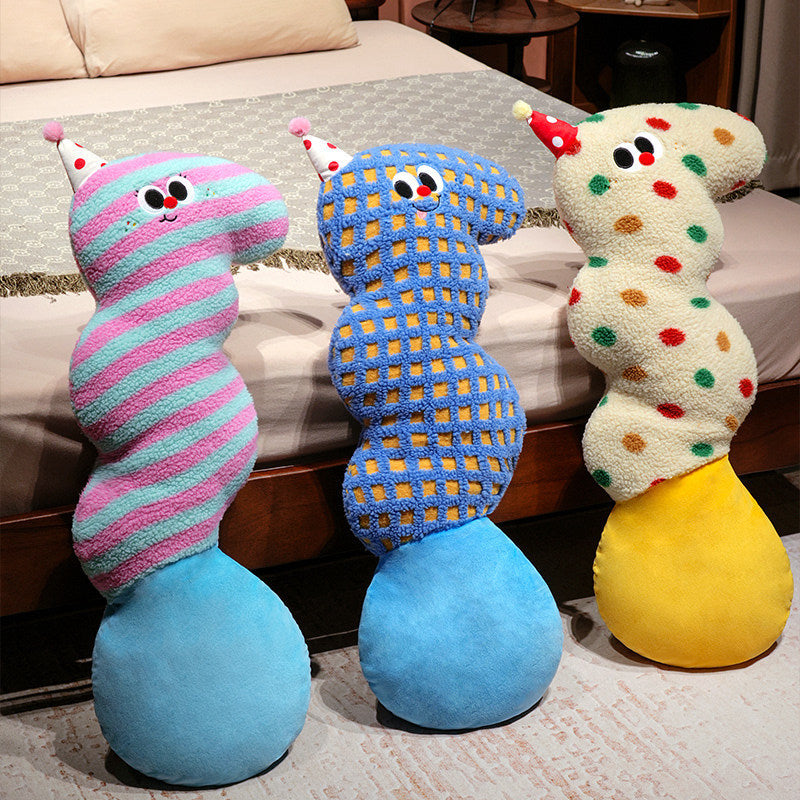 Cuddly worm-shaped plush decorative pillow as body pillow