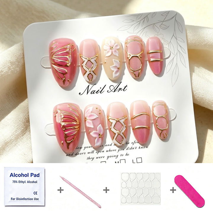 Decorative Floral Elegance Press-On Nail Set