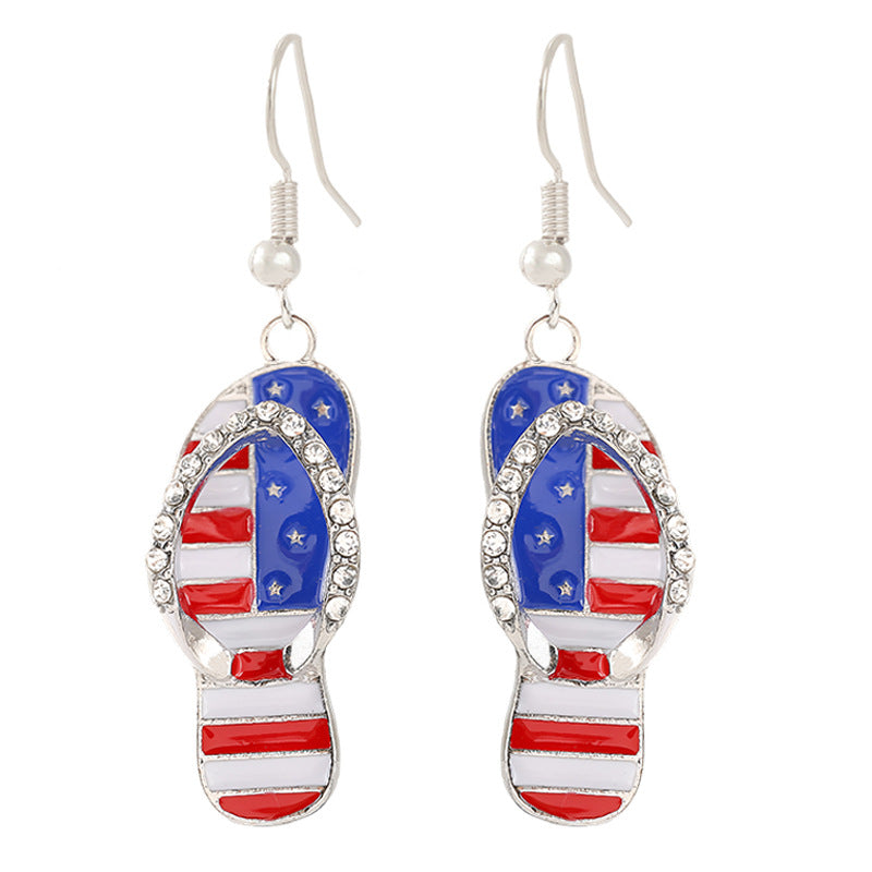 Ladies enamel earrings horseshoe with star stripe motif Kalsten