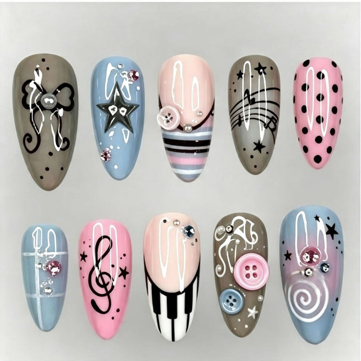 Artificial nail set with musical design Kalsten