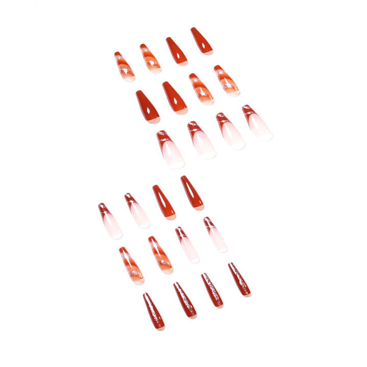 Artful gel nails in elegant high-gloss design with glitter accents and stylish patterns Kalsten