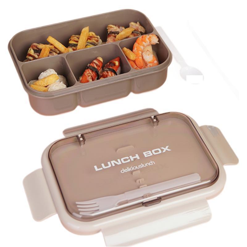 Multi-Compartment Bento Lunch Box with Built-in Utensils