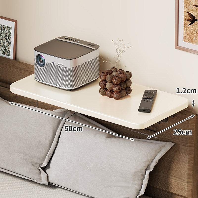Wall-Mounted Slim Floating Headboard Shelf with Rounded Corners and Concealed Brackets