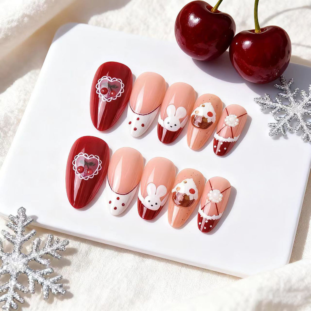 Playful Holiday-Themed Press-On Nail Art Set