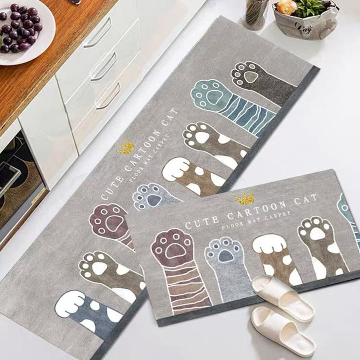 Marble-Pattern Kitchen Runner Mat Set Kalsten