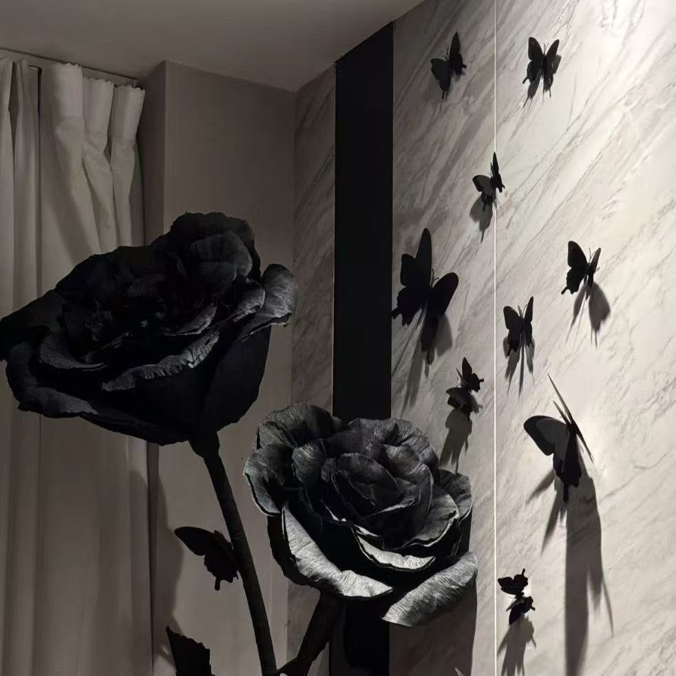 Lifelike Black Rose Decorative Sculpture