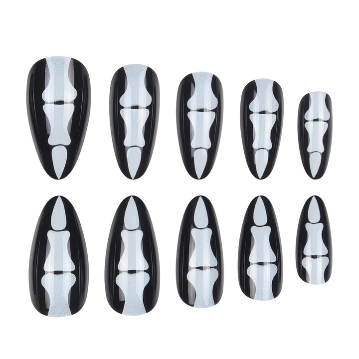 Gothic Skull-Design Stiletto Press-On Nails Kalsten