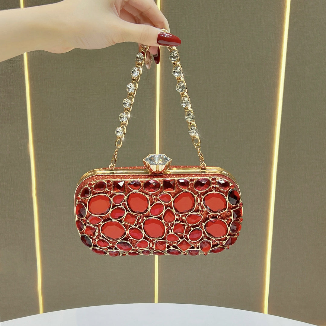 Decorative Crystal-Accented Evening Clutch