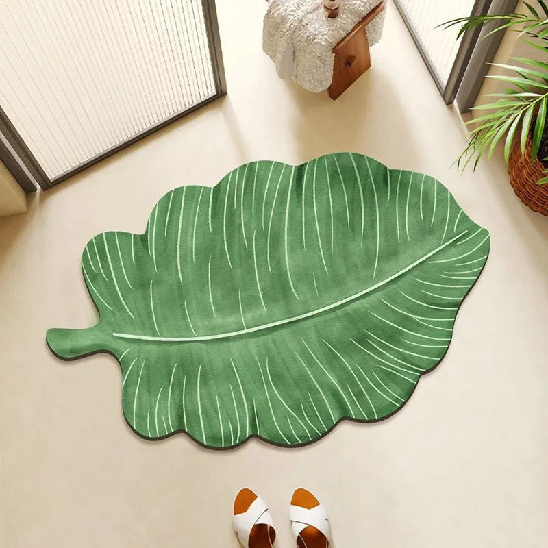 Leaf-Shaped Plush Area Rug for Home Decor