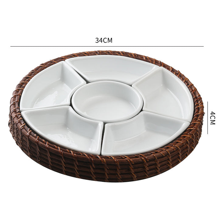 Unisex Serving Platter with Integrated Dip Bowl Set Kalsten
