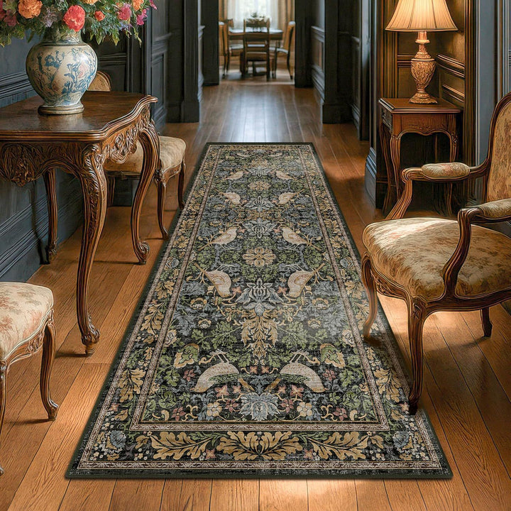 Ornate Floral Design Kitchen Runner Mat