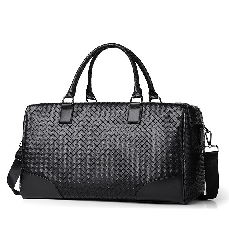 Woven Leather Weekender Duffel Bag Kalsten