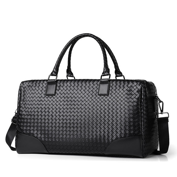 Woven Leather Weekender Duffel Bag Kalsten