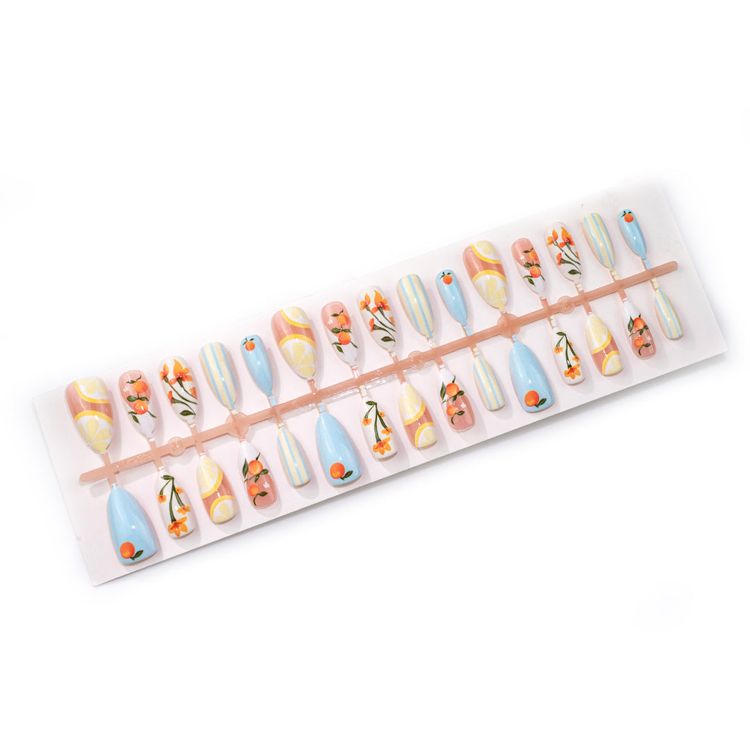 Artistic Citrus-Themed Press-On Nail Art Kalsten
