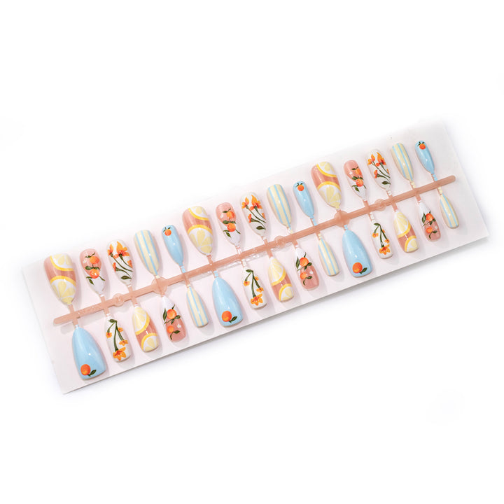 Artistic Citrus-Themed Press-On Nail Art Kalsten