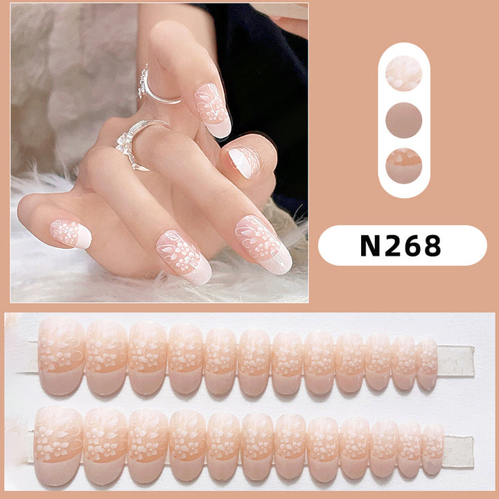 Elegant Floral Press-On Nail Design